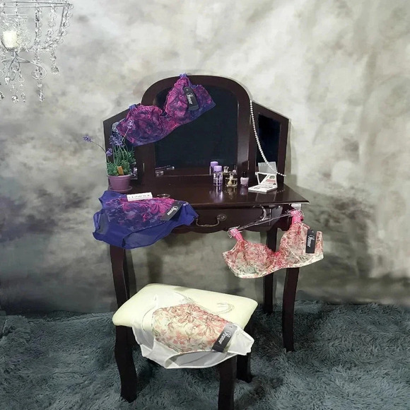 38DD Paramour 115009 Ellie Demi Unlined Sheer Lace Underwire Bra Pink NWT 💗 - Picture 8 of 11